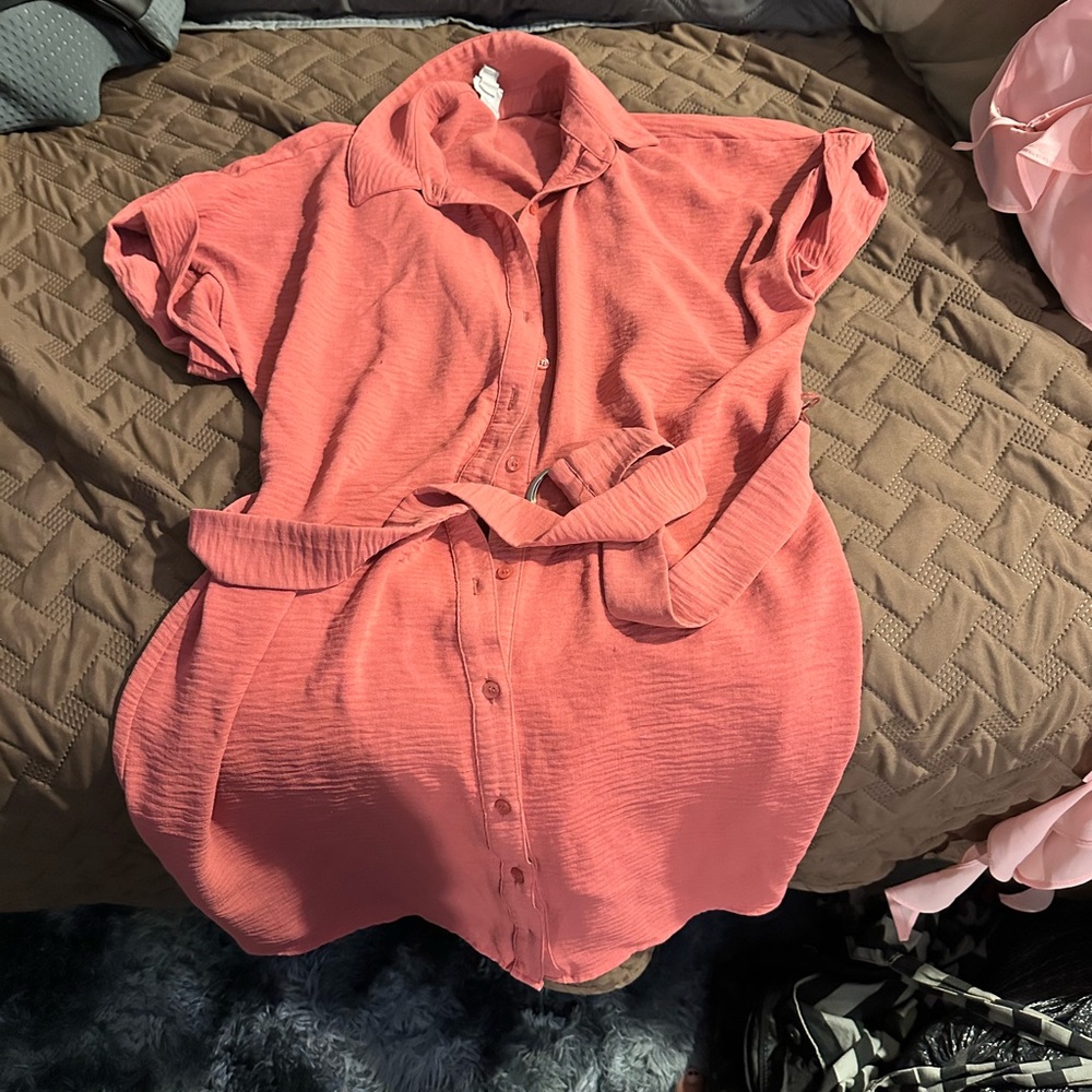 Worthington Pink A-Line Shirt Dress with Dolman Sleeves